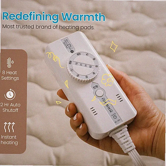 Heated Mattress Pad with EMF Free Beige Twin Size Premium Fabric Korea