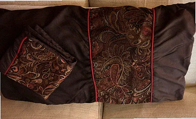 King Pillow Shams brown polyester & paisley 34" long 19 wide 2 with back opening