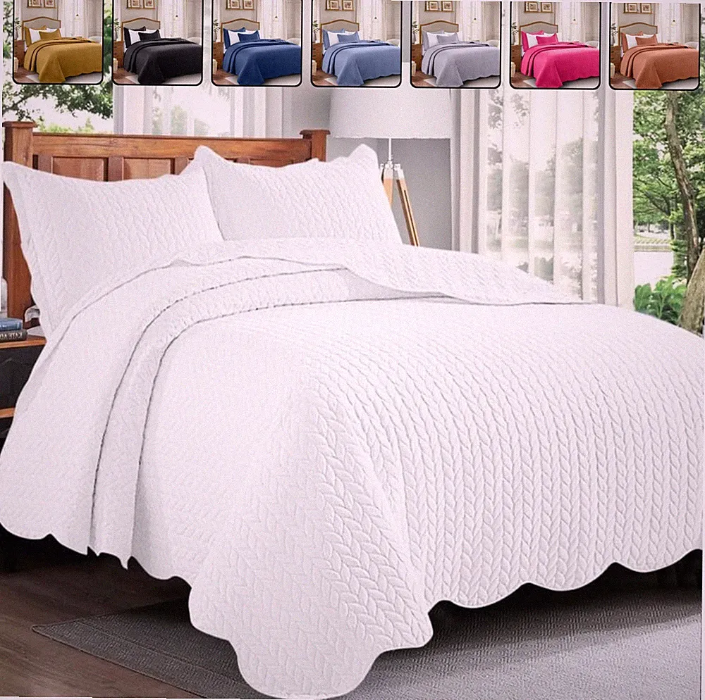 Luxury Bedspread Bedding Set 3 Piece Quilted Coverlet Bed Throw Queen King Size