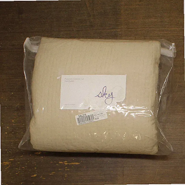 Sky Pickstitch 3-Piece Cotton Coverlet Set 100138173FQ Khaki Brown Full / Queen