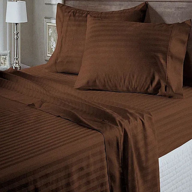 US QUEEN SIZE 100% COTTON 1200 TC STRIPES COLORS SELECT BEDDING SET
